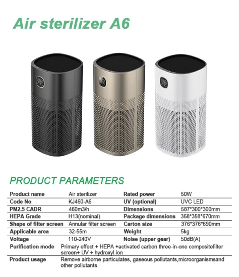 WiFi OEM HEPA 13 Wasserionen-UVC-Luftsterilisator in medizinischer Qualität